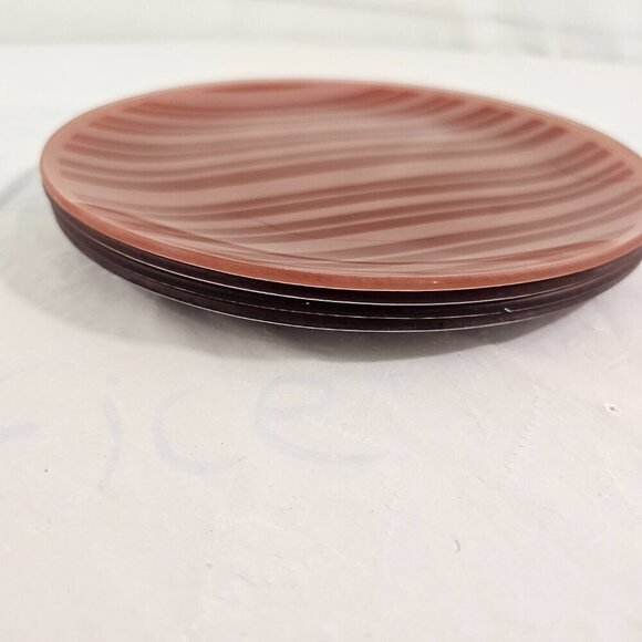 Temp-Tations Classic Red Stripe Glass Salad Luncheon Plates – Set of 4 - Picture 8 of 10